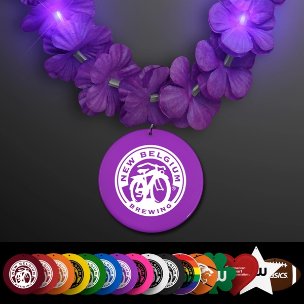 Light Up Purple Lei with Medallion, Imprinted Medallion Pricing... from ASI 34194 ALightPromos / Alight Promotional Products