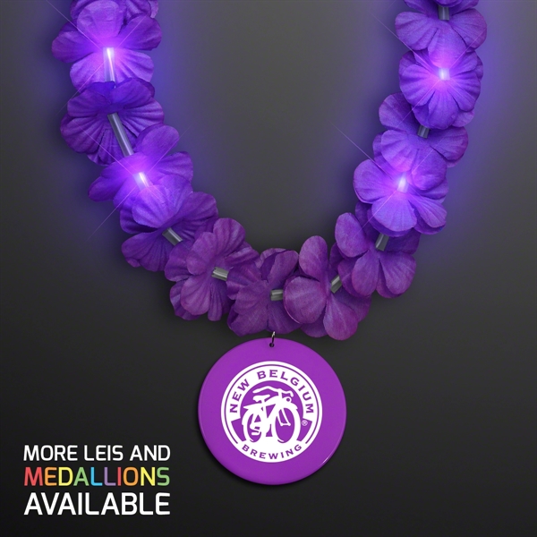 Light Up Purple Lei with Medallion, Imprinted Medallion Pricing... from ASI 34194 ALightPromos / Alight Promotional Products