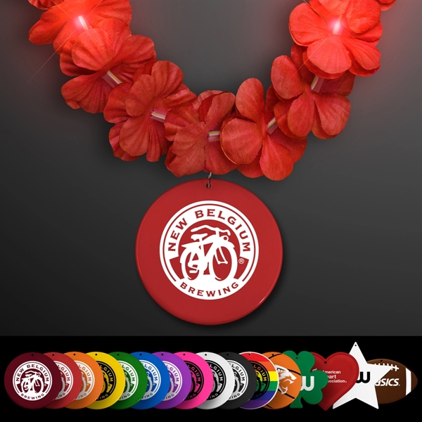 Light Up Red Lei with Medallion, Imprinted Medallion Pricing... from ASI 34194 ALightPromos / Alight Promotional Products