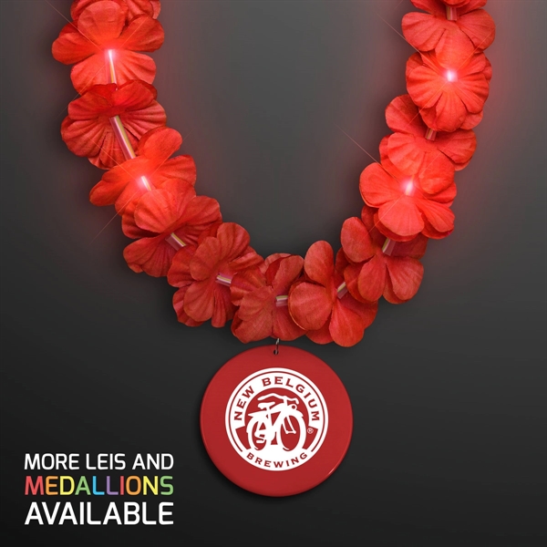 Light Up Red Lei with Medallion, Imprinted Medallion Pricing... from ASI 34194 ALightPromos / Alight Promotional Products