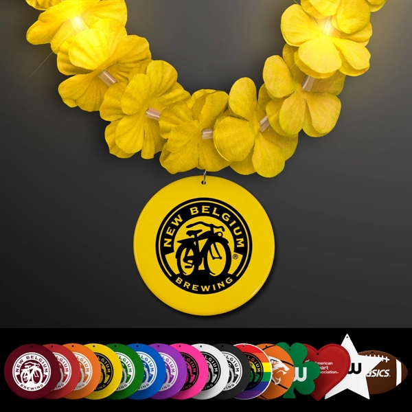 Light Up Yellow Lei with Medallion, Imprinted Medallion Pricing... from ASI 34194 ALightPromos / Alight Promotional Products