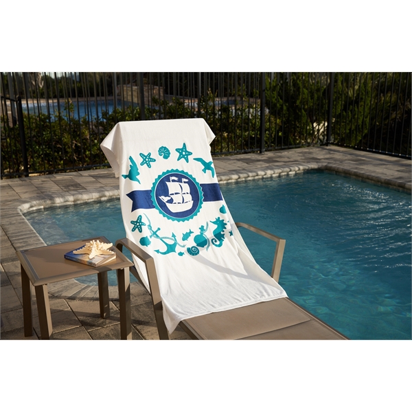 10 lbs/doz 30" x 60" screen printed white beach towel... from ASI 73520 Neet Feet / Kanata Towels