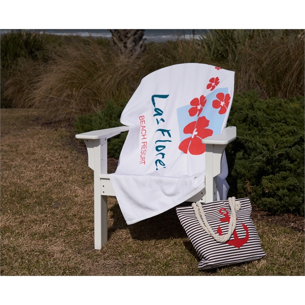 20 lbs/doz 35" x 70" screen printed white beach towel... from ASI 73520 Neet Feet / Kanata Towels