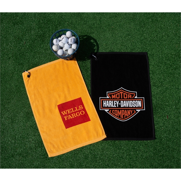 2.4 lbs/doz 16" x 25" screen printed golf towel... from ASI 73520 Neet Feet / Kanata Towels