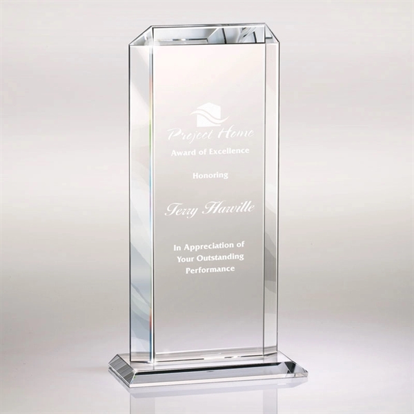 0.62" x 11" x 5" Apresenta crystal tower award with base.... from ASI 67866 Logomark/Valumark