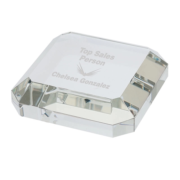 0.75" x 3.25" x 3.25" Taranto square crystal paperweight award.... from ASI 67866 Logomark/Valumark
