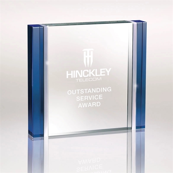 1" x 6" x 6.62" Cosenza III blue and aluminum-edged rectangle... from ASI 67866 Logomark/Valumark