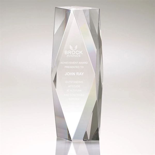 2" x 9.88" x 3.5" Zyra III large crystal tower award.... from ASI 67866 Logomark/Valumark