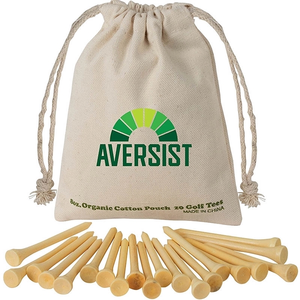 20-piece Solvang wooden golf tee set in 8 oz. cotton drawstring... from ASI 67866 Logomark/Valumark