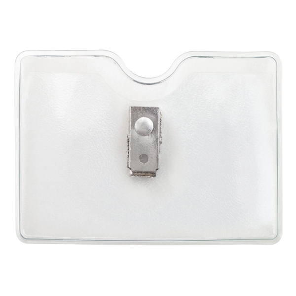 Horizontal top load vinyl badge holder with 2 hole clip.... from ASI 62088 IDProductsource