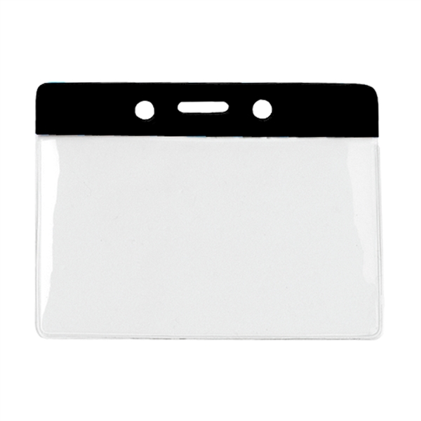 3.69" x 3.25" horizontal vinyl badge holders with top color bar... from ASI 62088 IDProductsource