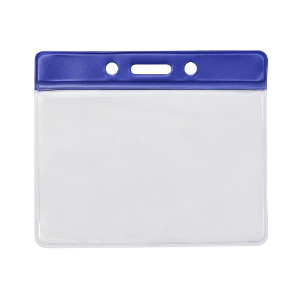 3.69" x 3.25" horizontal vinyl badge holders with top color bar... from ASI 62088 IDProductsource