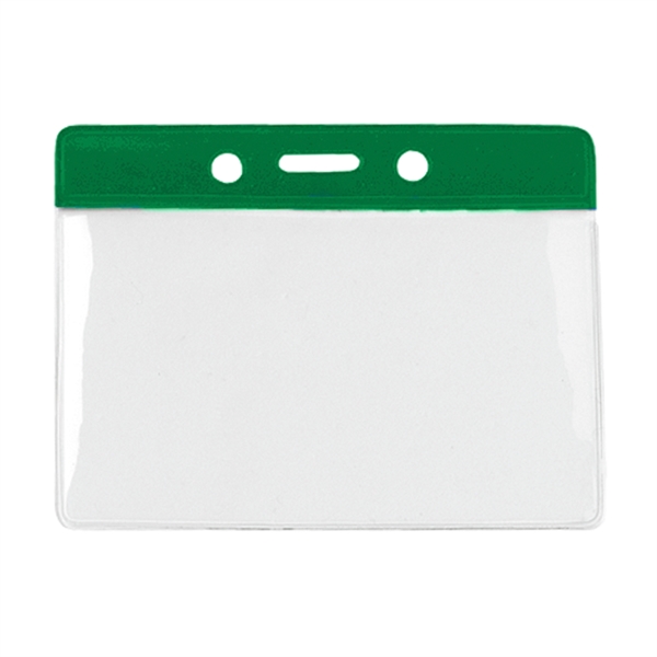 3.69" x 3.25" horizontal vinyl badge holders with top color bar... from ASI 62088 IDProductsource