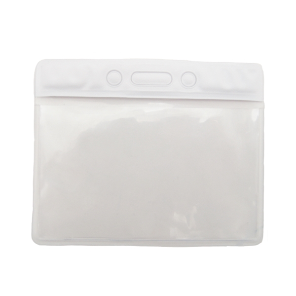 3.69" x 3.25" horizontal vinyl badge holders with top color bar... from ASI 62088 IDProductsource