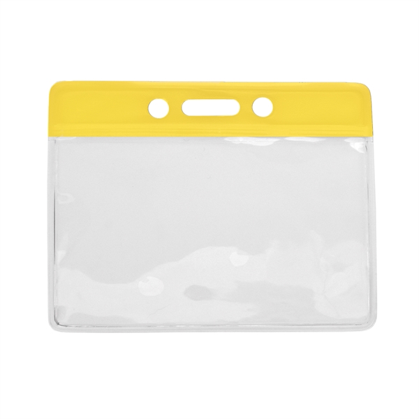 3.69" x 3.25" horizontal vinyl badge holders with top color bar... from ASI 62088 IDProductsource