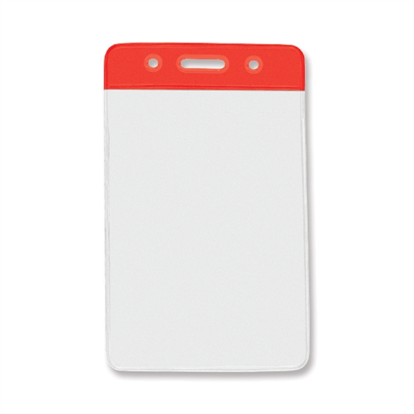 2.66" x 4.25" vertical vinyl badge holders with colored top bar... from ASI 62088 IDProductsource