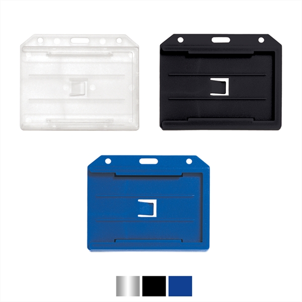 3.65" x 2.94" two-sided molded rigid vinyl badge holders with attachment... from ASI 62088 IDProductsource