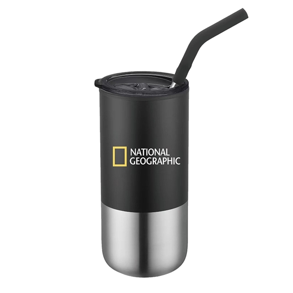16 oz vacuumed sealed tumbler bottle with matching metal straw... from ASI 68190 Lungsal / Lungsal