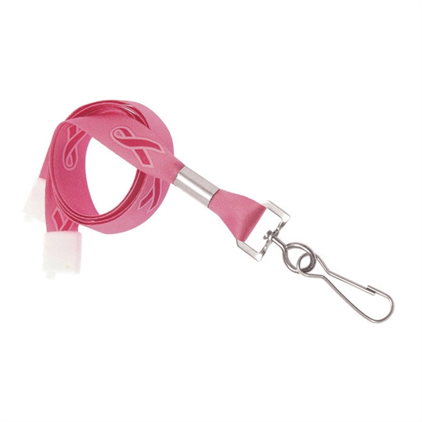 Blank. 5/8" Breast Cancer Awareness Dye Sub breakaway lanyard with swivel... from ASI 62088 IDProductsource