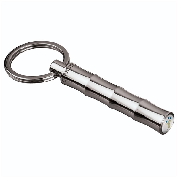 0.5" x 2.88" x 0.5" Cerruti chrome bamboo-shaped keychain in black... from ASI 67866 Logomark/Valumark