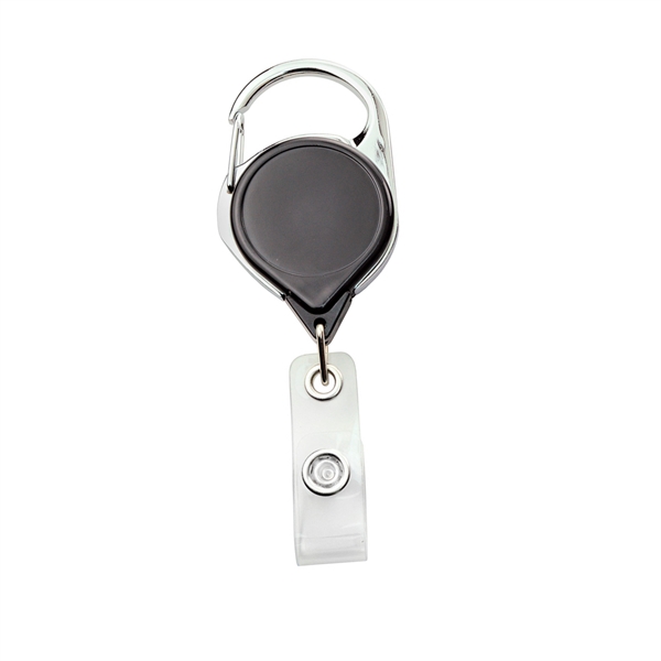 1 1/4 black acetate and chrome badge reel with carabiner clip... from ASI 62088 IDProductsource
