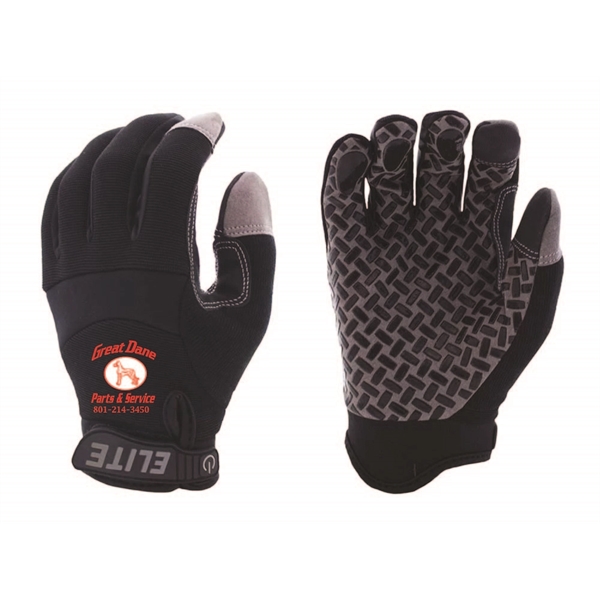 Elite Silicone Grip Mechanics Glove-Black. Spandex back, No-Slip grip, Synthetic leather... from ASI 79951 Promosafe / Promosafe