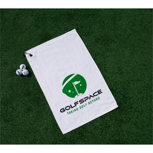 2.4 lbs/doz 16" x 25" screen printed white golf towel... from ASI 73520 Neet Feet / Kanata Towels