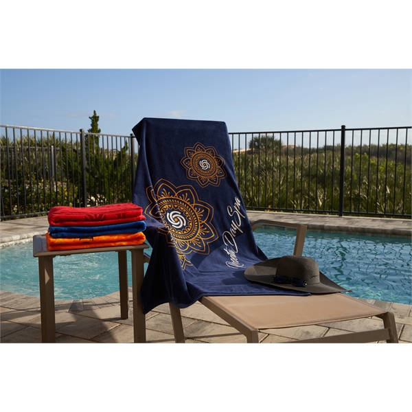 14 lbs/doz 35" x 60" screen printed beach  towel... from ASI 73520 Neet Feet / Kanata Towels