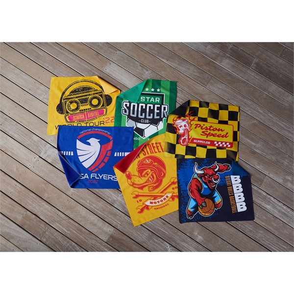 15" x 18" Colored back, sublimated front, 100% polyester rally towel... from ASI 73520 Neet Feet / Kanata Towels