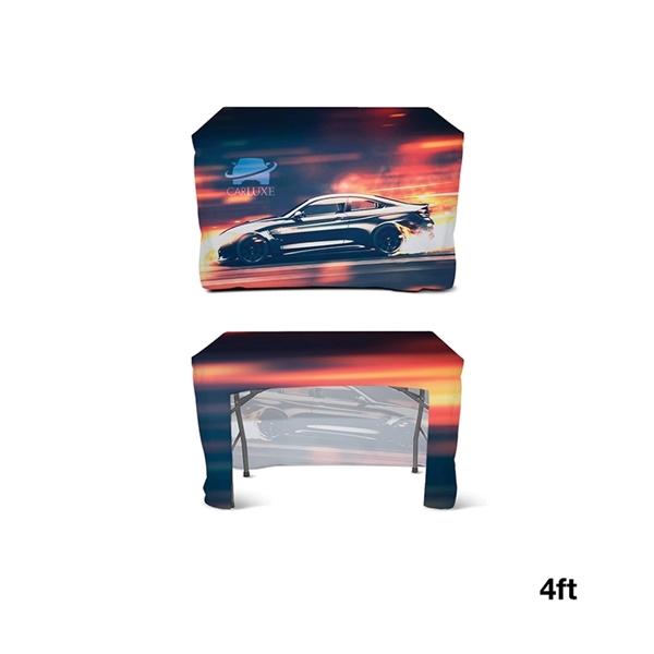 4' fitted table cover with open back, sewn corners, 300D polyester... from ASI 67866 Logomark/Valumark