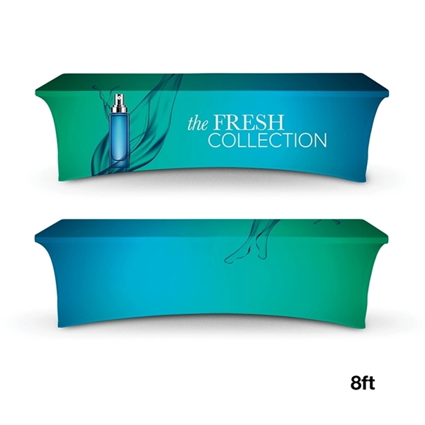 8' stretchable table cover made of 180g elastic polyester with full... from ASI 67866 Logomark/Valumark