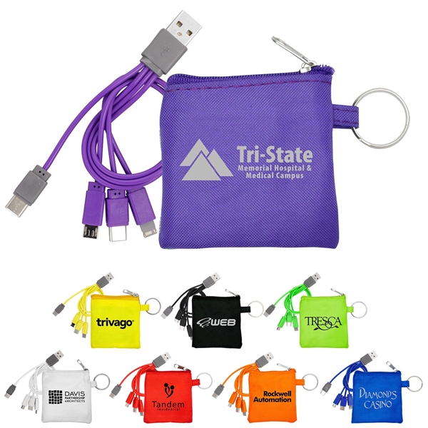 4-in-1 Colorful Pouch Cable Set... from ASI 30208 A P Specialties / AP Specialties