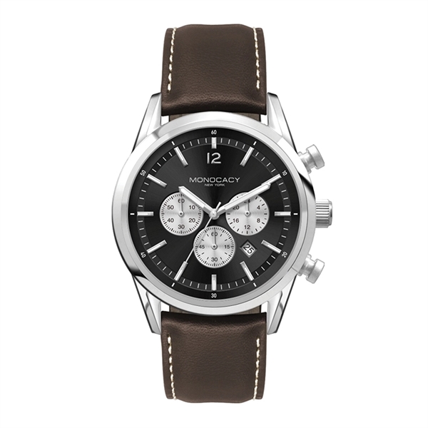 42MM STEEL SILVER CASE, CHRONOGRAPH MVMT, BLACK DI...... from ASI 67866 Logomark/Valumark