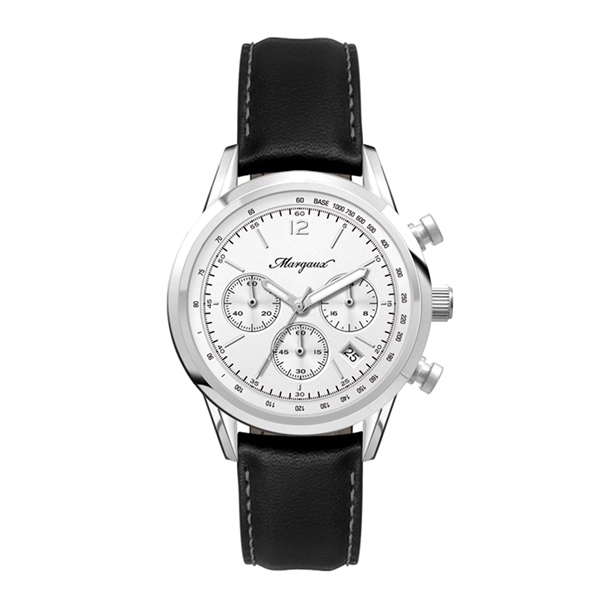 34MM STEEL SILVER CASE, CHRONOGRAPH MVMT, WHITE DI...... from ASI 67866 Logomark/Valumark