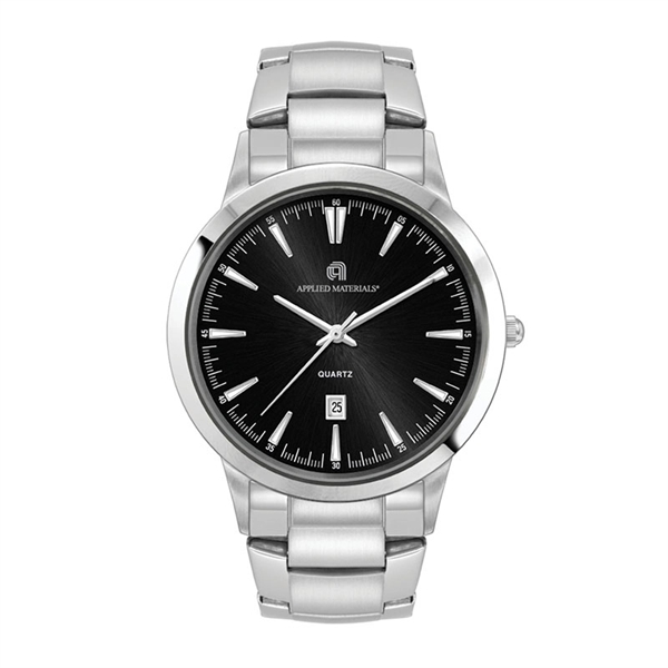 43MM STEEL SILVER CASE, 3 HAND MVMT, BLACK DIAL, D...... from ASI 67866 Logomark/Valumark