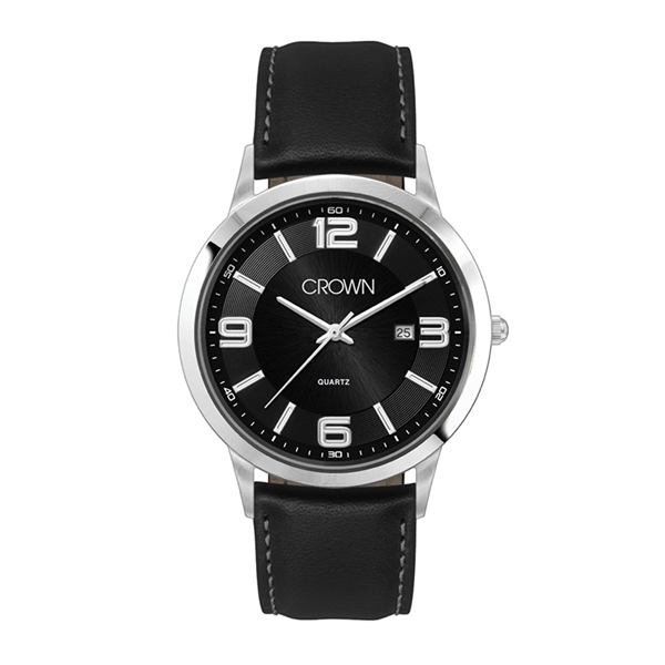 43MM STEEL SILVER CASE, 3 HAND MVMT, BLACK DIAL, D...... from ASI 67866 Logomark/Valumark