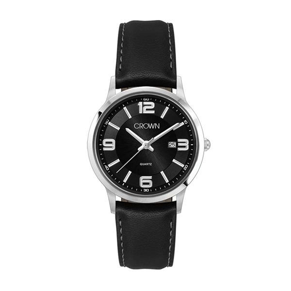 22MM STEEL SILVER CASE, 3 HAND MVMT, BLACK DIAL, D...... from ASI 67866 Logomark/Valumark