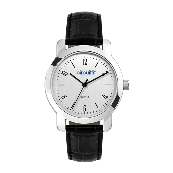 Fashionable men's watch with a 38mm or 27mm polished silver metal... from ASI 67866 Logomark/Valumark