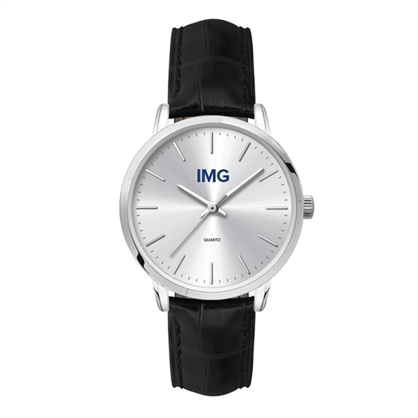30.5MM METAL SILVER CASE, 3 HAND MVMT, SILVER DIAL...... from ASI 67866 Logomark/Valumark
