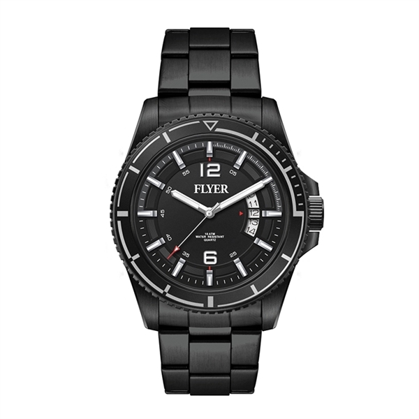 42.5MM STEEL BLACK CASE, 3 HAND MVMT, BLACK DIAL, ...... from ASI 67866 Logomark/Valumark