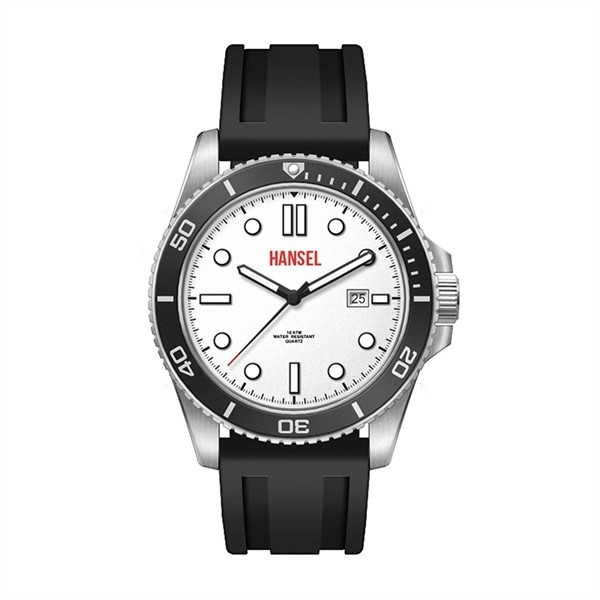 42.5MM STEEL SILVER CASE, 3 HAND MVMT, WHITE DIAL,...... from ASI 67866 Logomark/Valumark