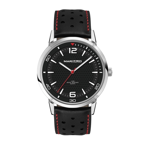 42MM METAL SILVER CASE, 3 HAND MVMT, BLACK DIAL, L...... from ASI 67866 Logomark/Valumark