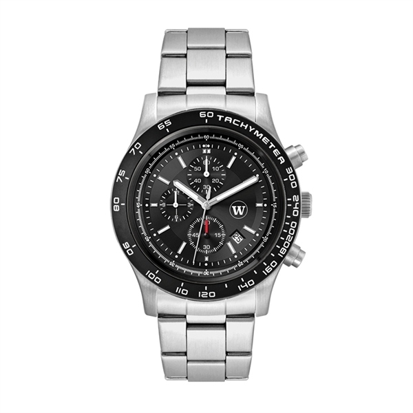 Stylish chronograph watch for men and women with a 44mm brushed... from ASI 67866 Logomark/Valumark