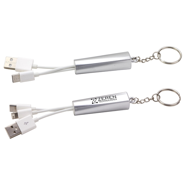 3-in-1 Light-Up Charging Cable with Keychain... from ASI 36730 Ariel Premium Supply Inc