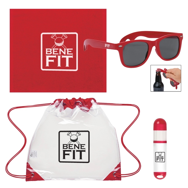 Clear drawstring bag with multiple items for a fun day outdoors.... from ASI 61125 Hit Promotional Products / Hit®