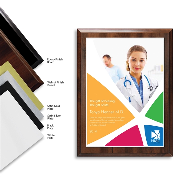 9" x 12" simulated wood and aluminum plate full-color plaque in... from ASI 61125 Hit Promotional Products / Hit®