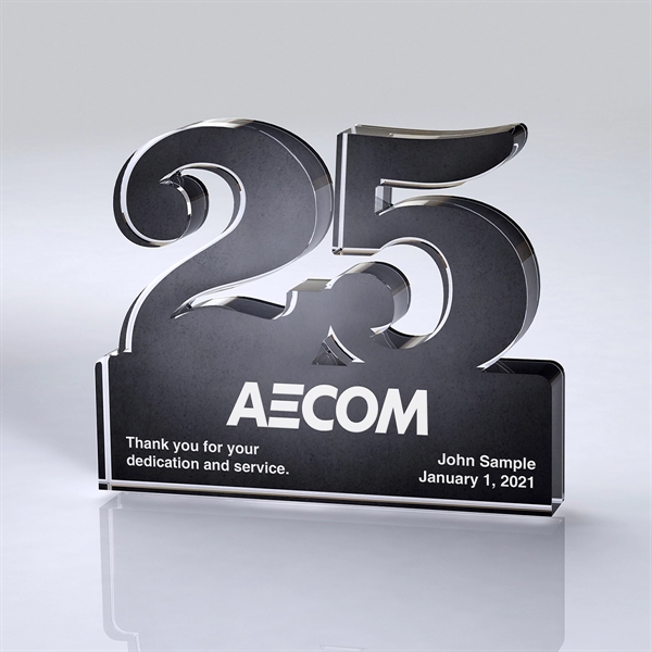 5" x 4" free standing 25-year numeric Lucite acrylic anniversary trophy... from ASI 61125 Hit Promotional Products / Hit®