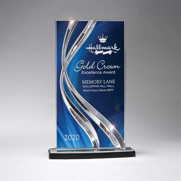 6 1/4" x 9 1/2" tall rectangular trophy with ribbon motif... from ASI 61125 Hit Promotional Products / Hit®