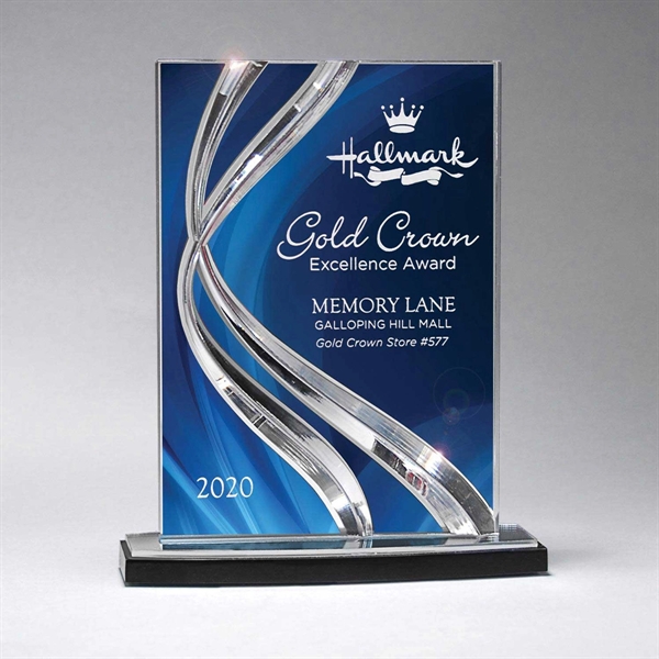 6 1/4" x 7 1/2" tall rectangular trophy with ribbon motif... from ASI 61125 Hit Promotional Products / Hit®