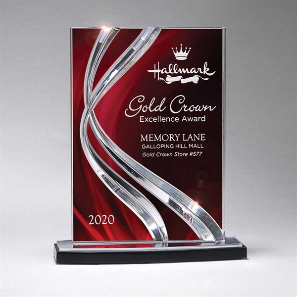 6 1/4" x 7 1/2" tall rectangular trophy with ribbon motif... from ASI 61125 Hit Promotional Products / Hit®